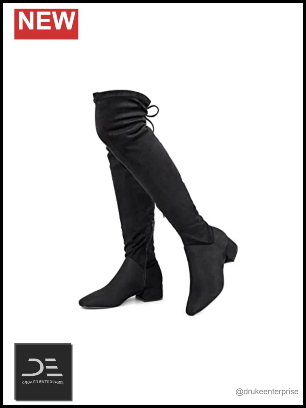 Over Knee High Boots with Side Zipper Block Heel